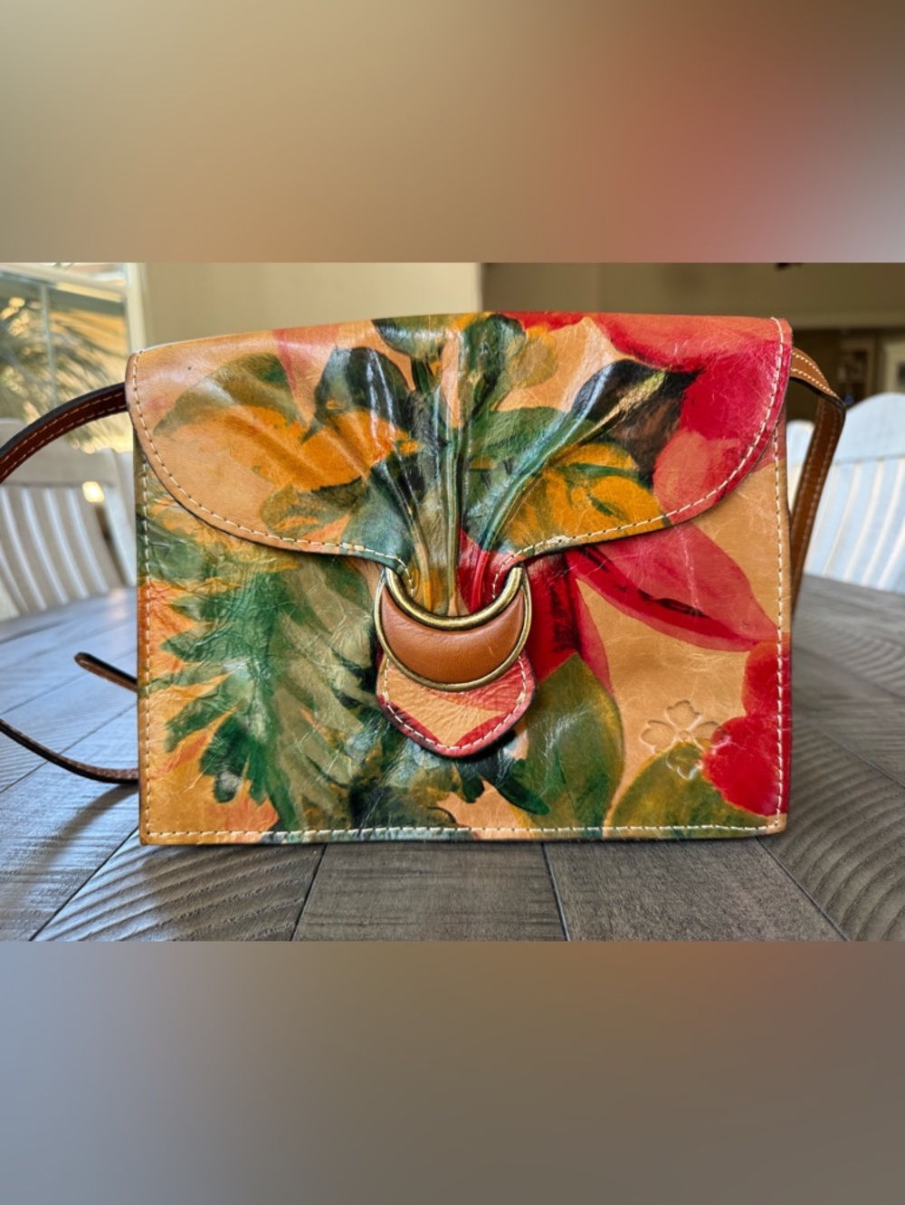 Patricia Nash Van Sannio Floral Tri-Fold Leather Clutch - Crossbody Bag Purse